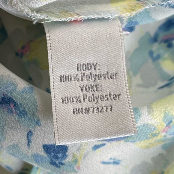 LC Lauren Conrad Yellow & Cornflower Blue Chiffon Sleeveless Blouse Size XSmall - Picture 7 of 10